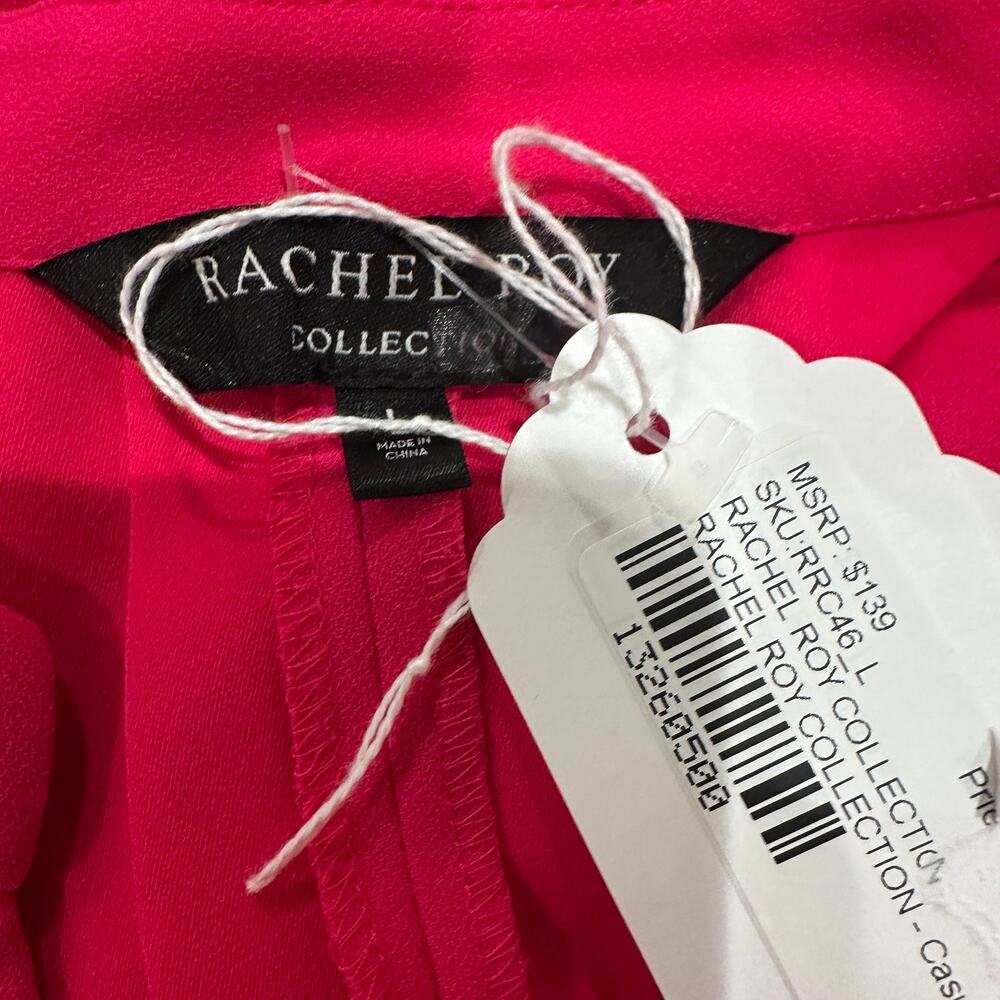 Rachel Roy Barbie Pink Blouson Dress Large Work Career Tie Waist Sleeveless $139 - Picture 10 of 11